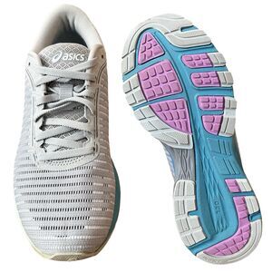 Asics Dyna Flyte 2 Gray Blue Running Shoes Womens 6.5 Athletic Sneaker - T7D5N